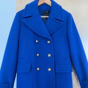 J. Crew Royal Blue Pea Coat with Gold Buttons Size 8